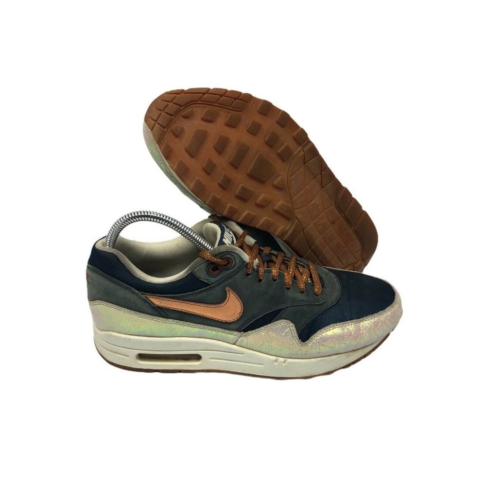 Nike Air Max 1‎ Sneakers Womens 9 Blue Grey Bronze Iridescent Low Top